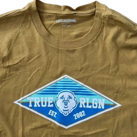 True Religion Buddha Face Logo Tee Shirt Antique Gold ( L ) - Picture 3 of 3